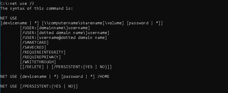 Net Use Command Example