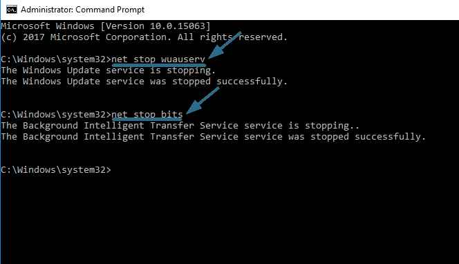 Stop Windows Update Service CMD