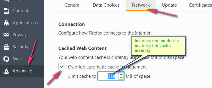 Cache Memory in Firefox